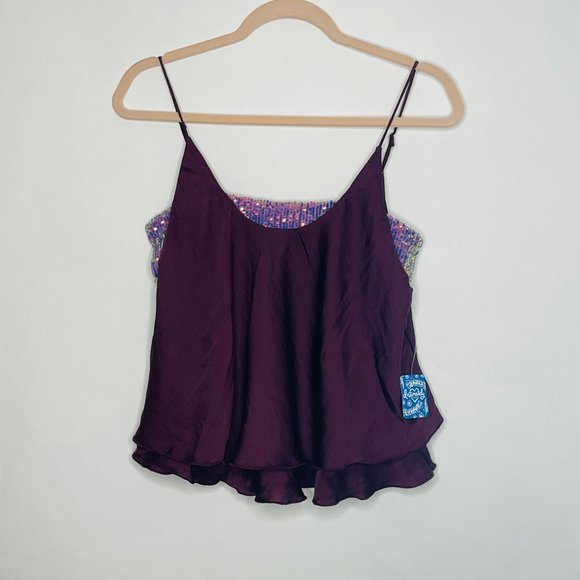 Free People Turn It On Cami Vetiver Bloom Purple - Picture 4 of 6